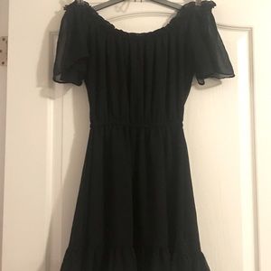 Womens mesh ruffle sleeve black dress Size 8